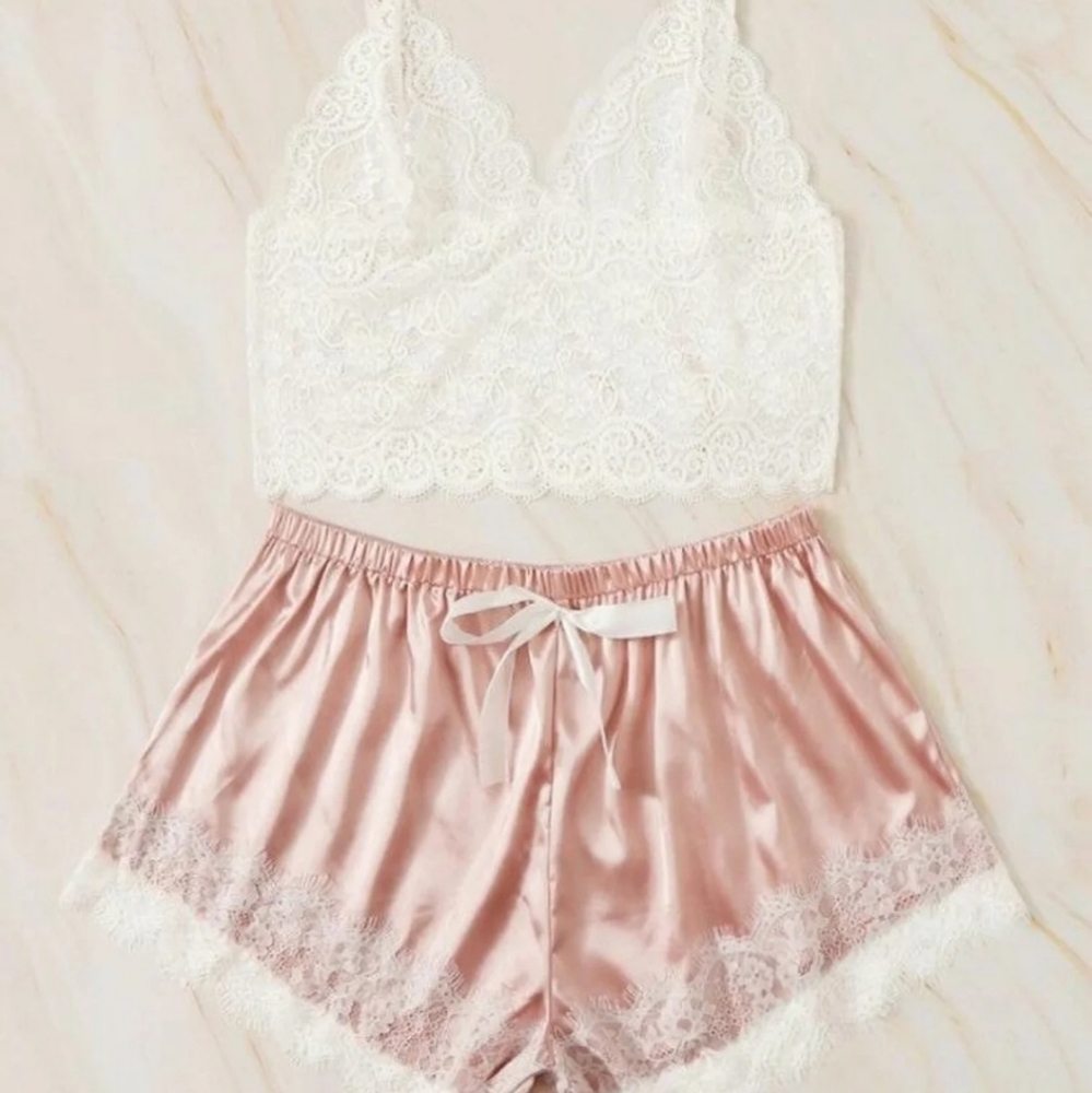 Plus Lace Cami Shorts Set 3X